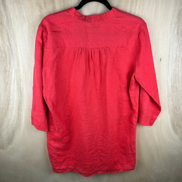 For Cynthia Coral‎ 100% Linen Button Down Blouse (M) - Picture 5 of 5